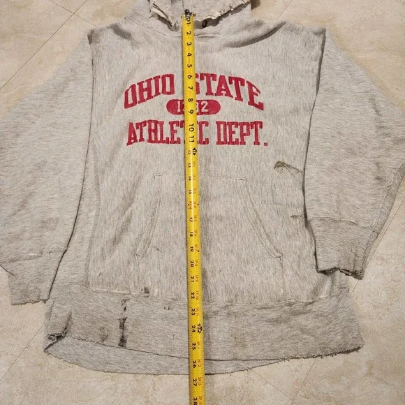 VTG 80s Champion Reverse Weave Warmup Ohio State Mens L Large Hoodie USA Thrash
